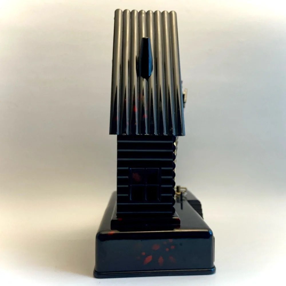 Black and Gold Windmill Music Box Clock - Unique Funky Goth - Picture 6 of 8